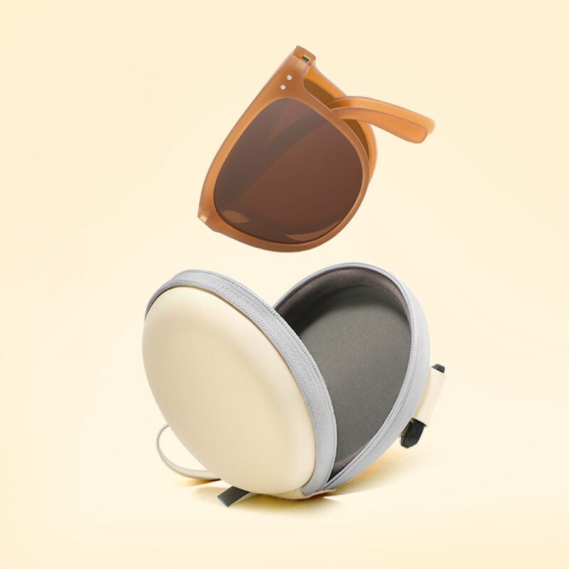 Polarisierte Sonnenbrille Herren Damen Übergroße Kunststoff-Fahrerbrille - Dunkelbrauner Rahmen (Gläser + Faltschachtel)