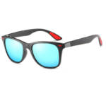 Polarisierte Sport-Sonnenbrille für Herren und Damen, Anti-UV400-Schutz - Schwarzer Sandrahmen, blaue Linse