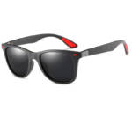 Polarisierte Sport-Sonnenbrille für Herren und Damen, Anti-UV400-Schutz - Schwarzer Sandrahmen, schwarze + graue Linse