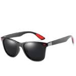 Polarisierte Sport-Sonnenbrille für Herren und Damen,Anti-UV400-Schutz - Glänzender schwarzer Rahmen, schwarze + graue Linse