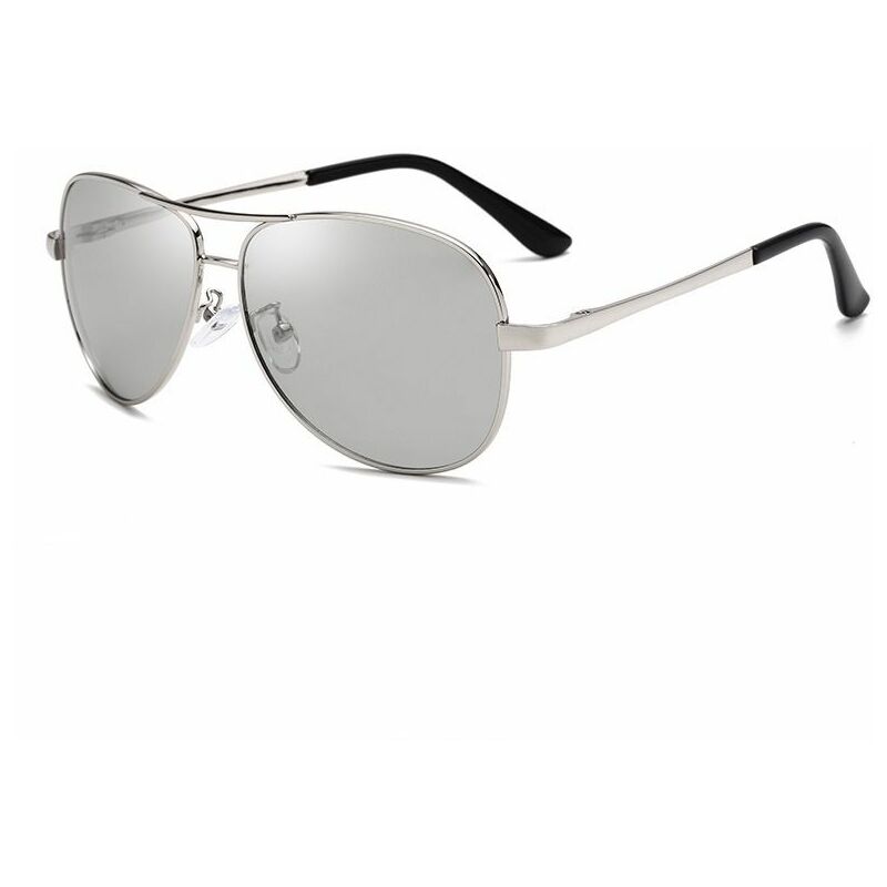 Sonnenbrille polarisierte Sonnenbrille Herren-Sonnenbrille varicolor Federbeine (C3 Silver Frame with Black and Grey Lens)
