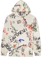 Givenchy - Graffiti-Print Cotton-Blend Jersey Hoodie - Men - Neutrals - S