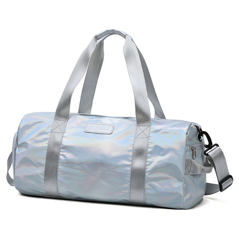 Herren- und Damen-Sporttasche Trocken- und Nasstrennung Schuhtasche tragbare große Umhängetasche, Farbe, Silber