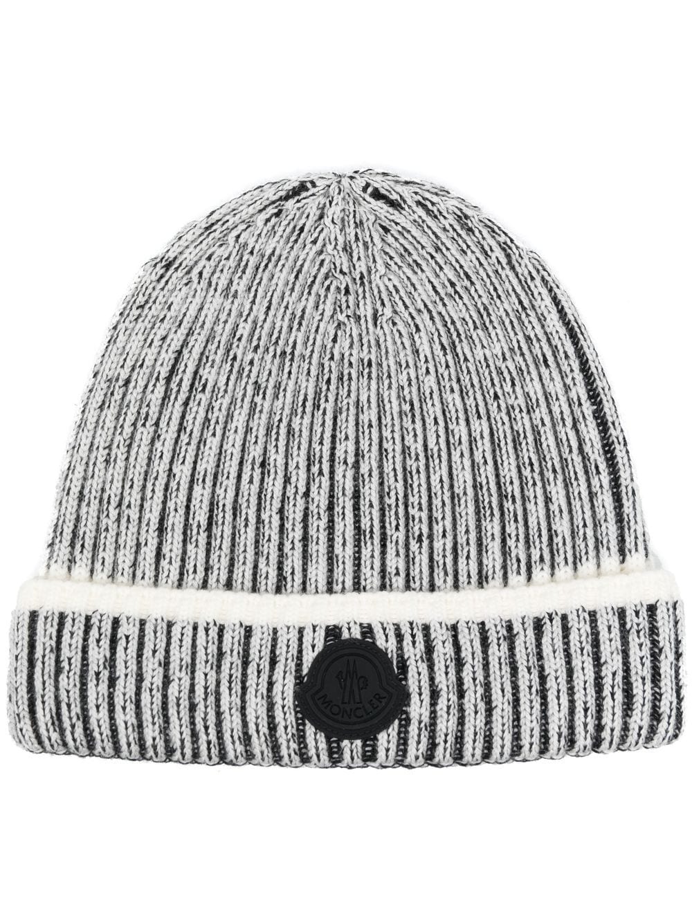 Moncler Gerippte Mütze mit Logo-Print - Grau