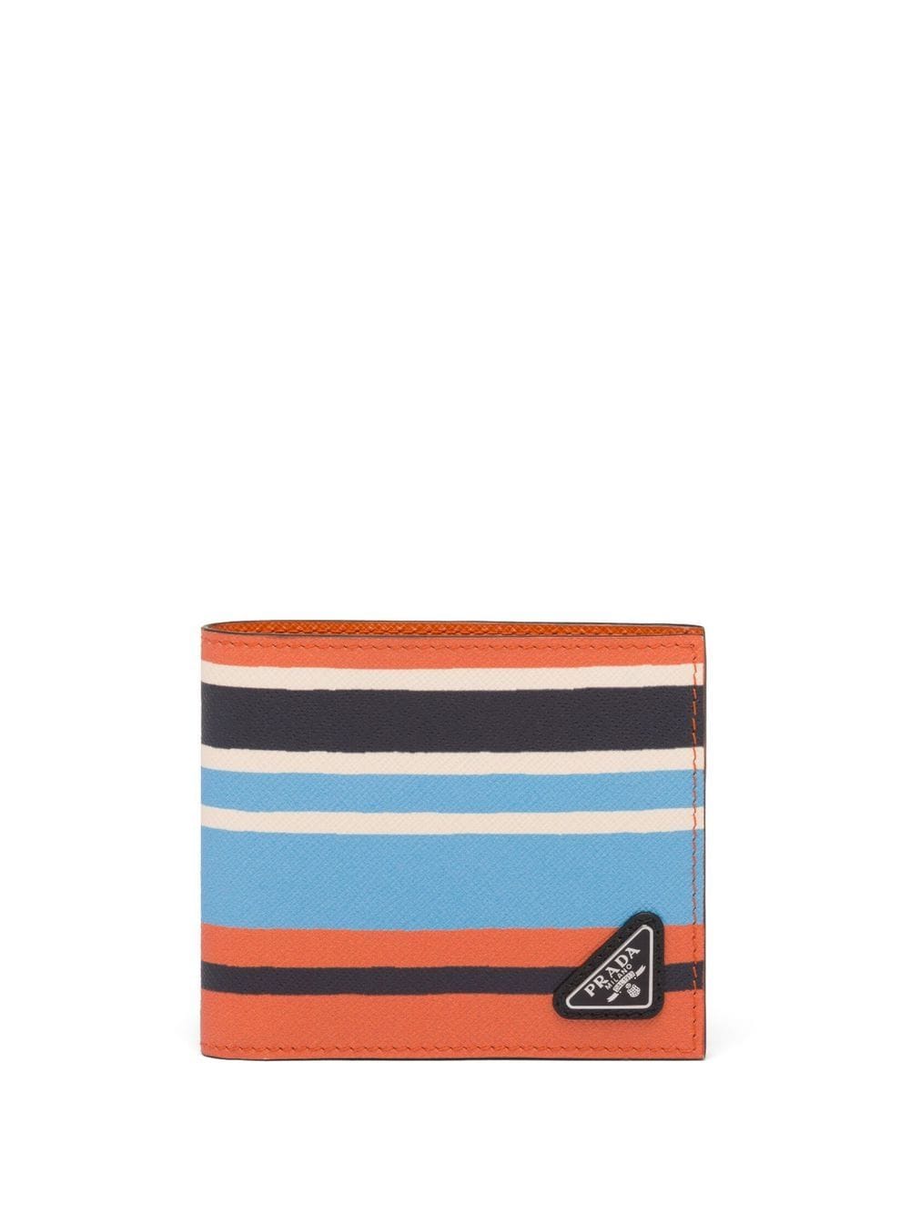 Prada Gestreiftes Portemonnaie mit Logo-Schild - Orange