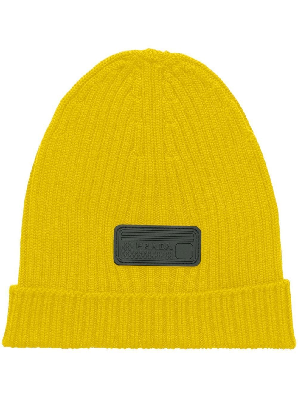 Prada Mütze mit Logo-Patch - Gelb