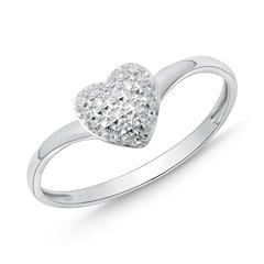 585er Weißgold-Ring Herz 3 Diamanten 0,015 ct.