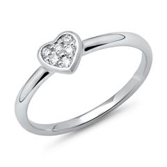 585er Weißgold-Ring Herz 6 Diamanten 0,09 ct.