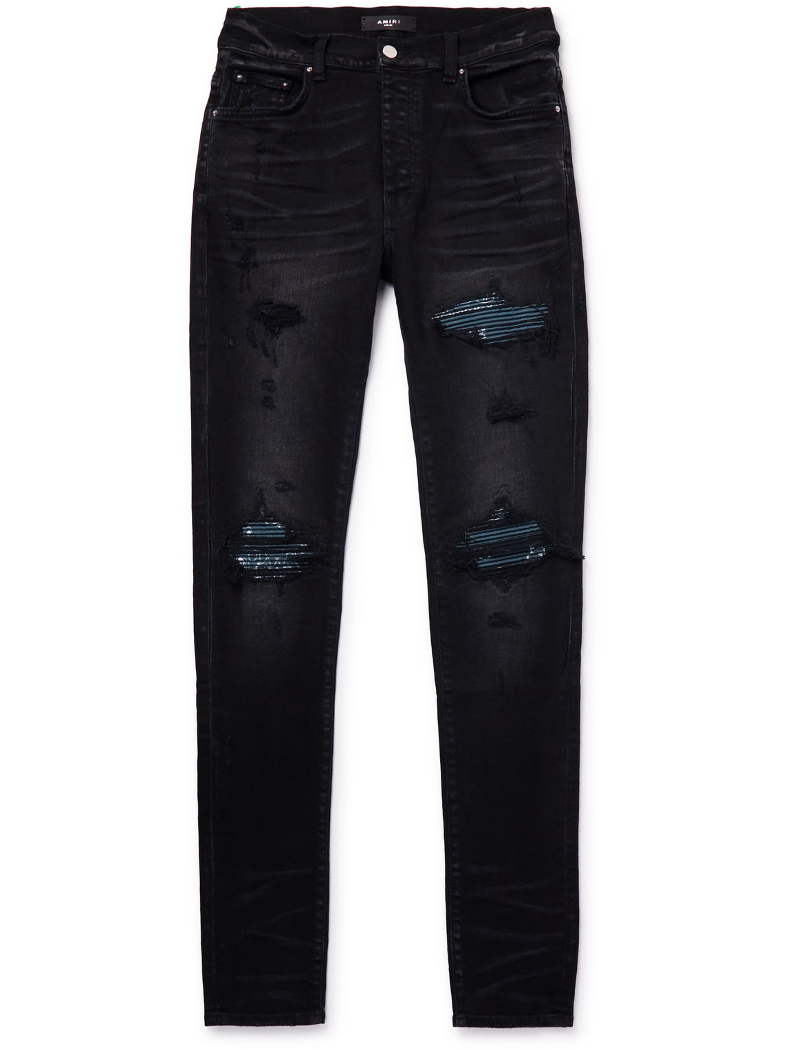 AMIRI - MX1 Skinny-Fit Panelled Distressed Jeans - Men - Black - UK/US 29