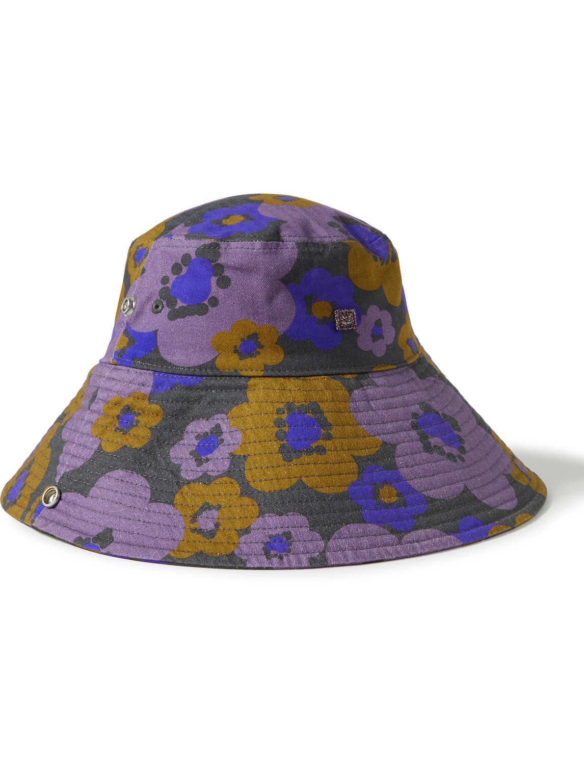 Acne Studios - Floral-Print Herringbone Cotton Bucket Hat - Men - Purple - L/XL