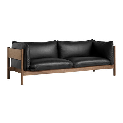Arbour Eco Sofa / 3-Sitzer - L 220 cm - Leder & Holz - Hay - Schwarz