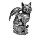 Brillibrum Dekofigur "Skulptur Streampunk Cat Figur aus Polyresin Katzedeko Industrial deko Zahnräder Streampunk Katze Höhe 24cm"