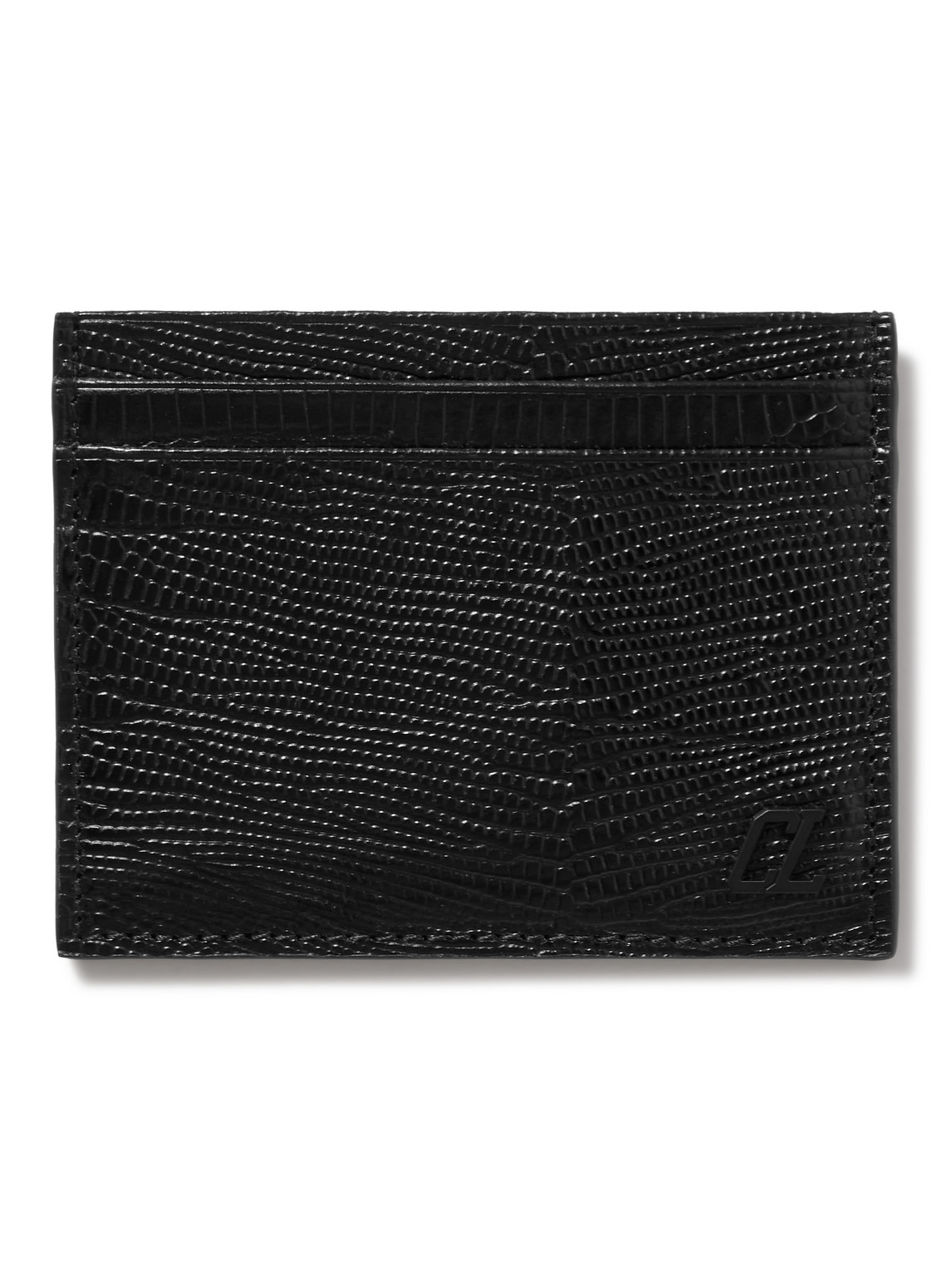 Christian Louboutin - Logo-Appliquéd Lizard-Effect Glossed-Leather Cardholder - Men - Black