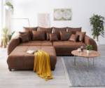 DELIFE Big-Sofa "Violetta", Braun 310 x 135 cm Antik Optik inklusive Hocker Kissen Big-Sofa