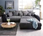 DELIFE Big-Sofa "Violetta", Schwarz 310x135 cm inklusive Hocker und Kissen Big-Sofa