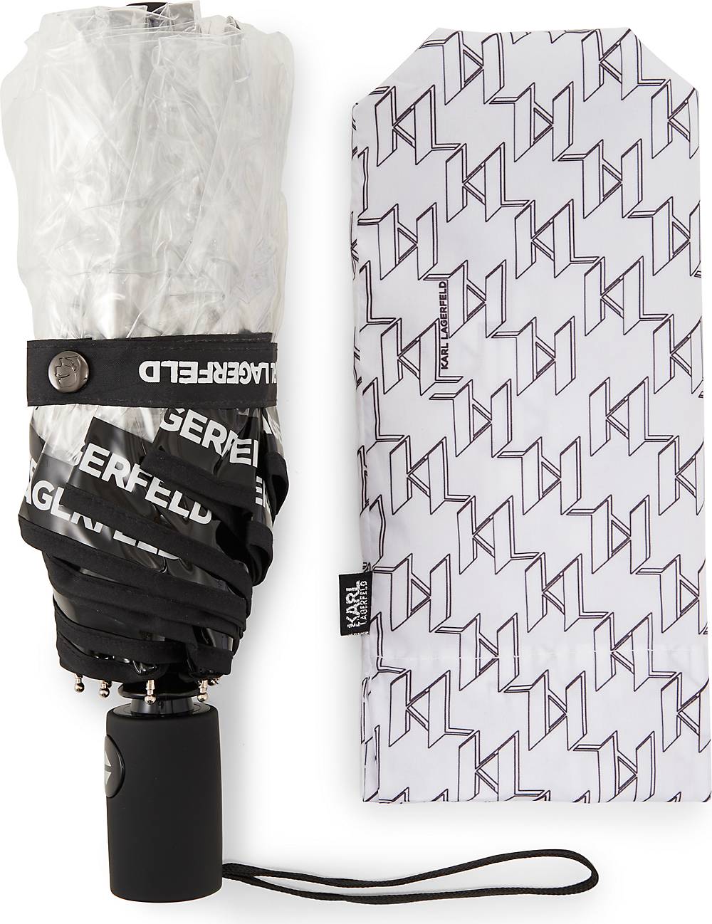 Karl Lagerfeld, Regenschirm in schwarz, Regenschirme für Damen