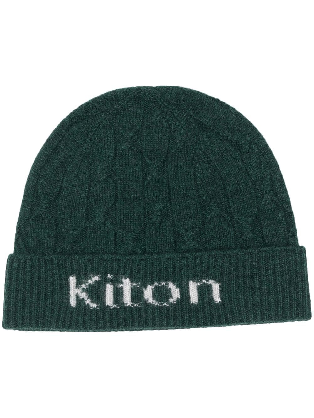 Kiton Intarsien-Mütze aus Kaschmir - Grün