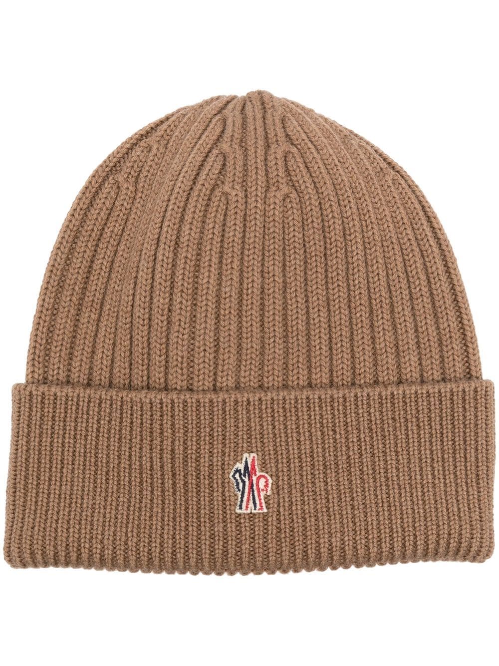 Moncler Grenoble logo-embroidered ribbed-knit beanie - Braun