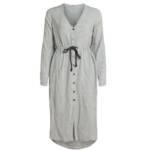 Moscow Design Blusenkleid "Blouse Tunic Dress gestreiftes Kleid mit Bindekordel in Grau" (1-tlg)