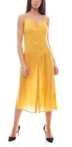 NA-KD Midikleid "NA-KD Fashion x Qontrast Midi-Kleid lockeres Damen Kleid mit Knopfleiste Sommer-Kleid Gelb"