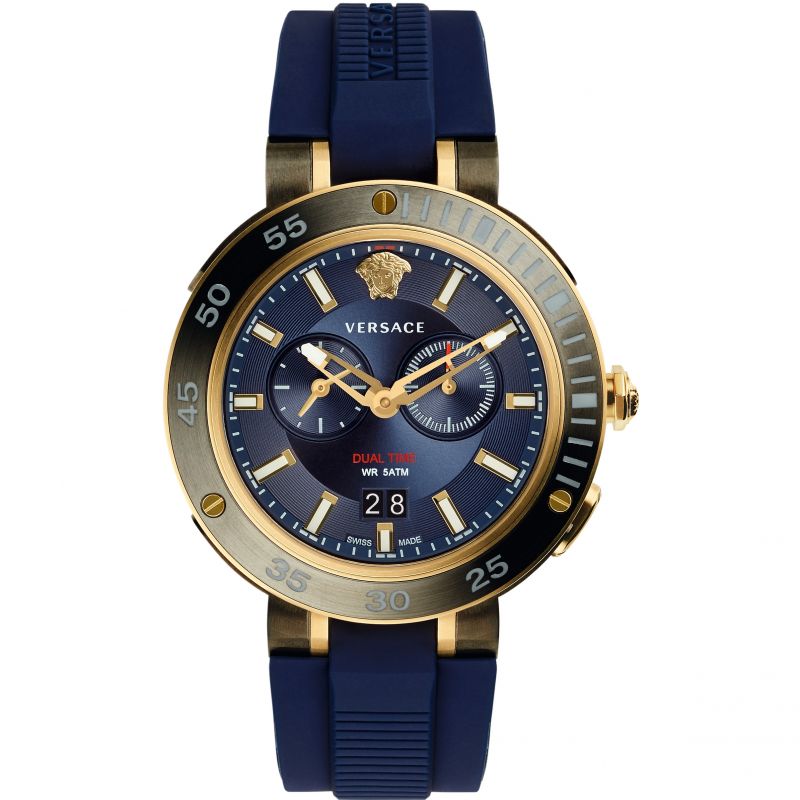 Versace V-Extreme Pro Dual Time Herrenuhr in Blau VCN010017