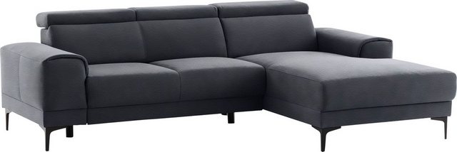 exxpo - sofa fashion Ecksofa, mit 3 Kopfstützen, wahlweise elektrischer Sitztiefenverstellung, frei im Raum stellbar