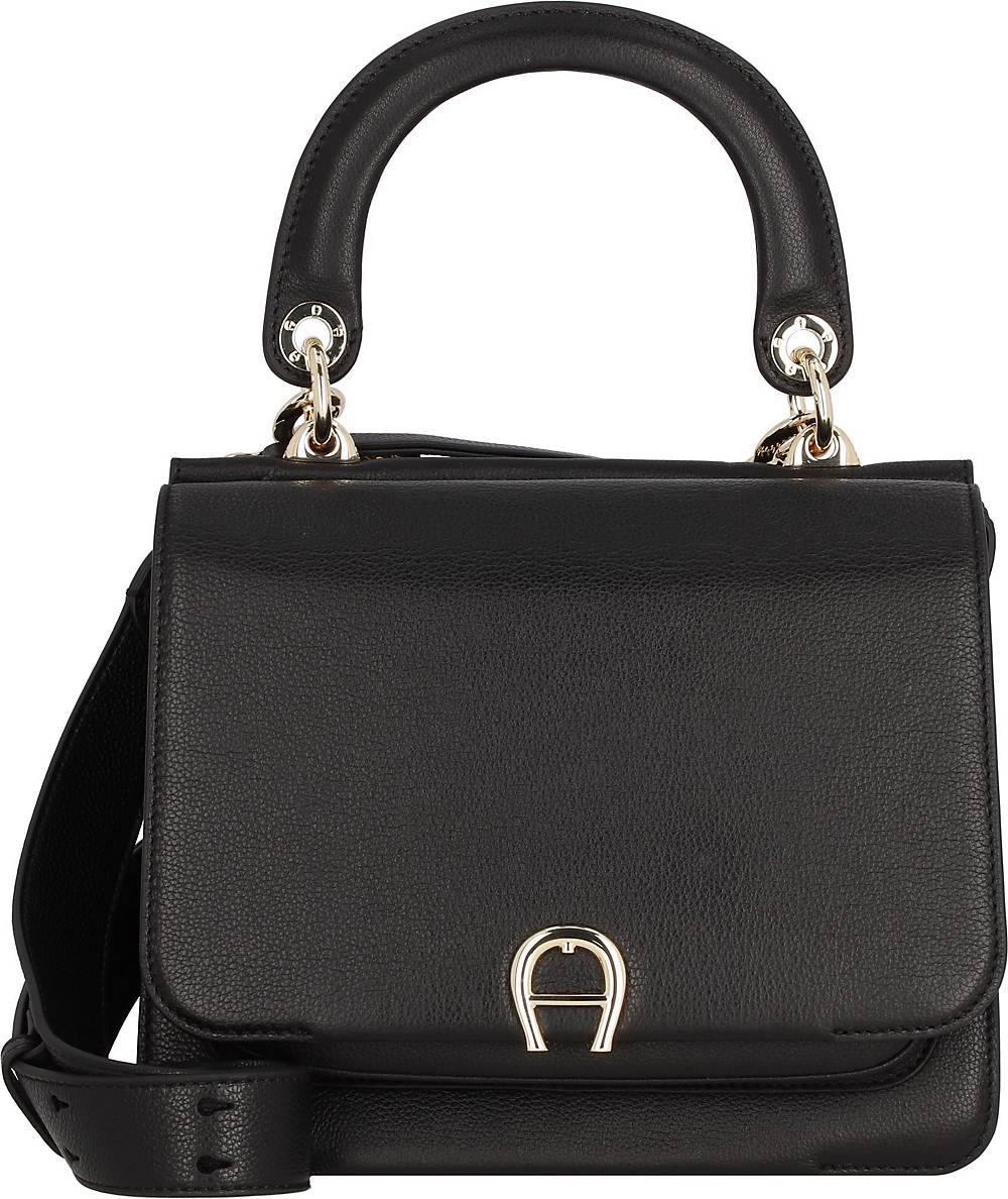 AIGNER, Ariana Handtasche Leder 24 Cm in schwarz, Henkeltaschen für Damen