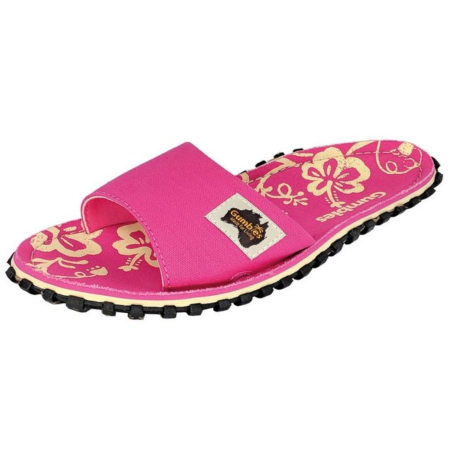Gumbies "Slides in Pink Hibiscus" Pantolette aus recycelten Materialien "in farbenfrohen Designs"