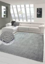 Hochflor-Teppich "Shaggy Teppich Micro Polyester Hochflor Langflor Teppich Wohnzimmer Teppich Gemustert in Uni Design Grau", Teppich-Traum, rechteckig, Höhe 40 mm