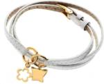 Karisma Lederarmband "Damen Charms-Lederarmband Weiss dreifach gewickelt - Schmetterling und Blume aus Edelstahl Gold beschichtet SB 9361.S - Länge v"