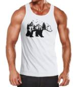 Neverless Tanktop "Herren Tank-Top Bär Kunst Grafik Printshirt Tiermotiv Adventure Muskelshirt Muscle Shirt Neverless®" mit Print