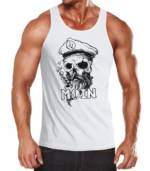 Neverless Tanktop "Herren Tank-Top Moin Kapitän Totenkopf Anker Bart Hamburg Muskelshirt Muscle Shirt Neverless®" mit Print