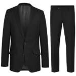 Paul Malone Anzug "Herren Anzug modern Businessanzug regular fit" (Set, 2-tlg., Sakko mit Hose) 100% Schurwolle schwarz HA16