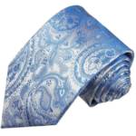 Paul Malone Krawatte "Elegante Seidenkrawatte Herren Schlips modern paisley brokat 100% Seide" Schmal (6cm), blau silber 428