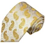 Paul Malone Krawatte "Elegante Seidenkrawatte Herren Schlips modern paisley brokat 100% Seide" Schmal (6cm), ivory gold 886