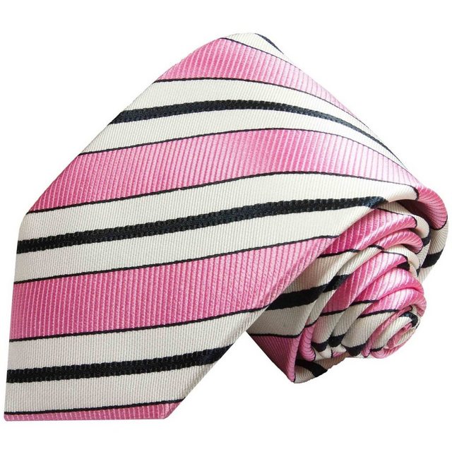 Paul Malone Krawatte "Herren Seidenkrawatte Schlips modern gestreift 100% Seide" Schmal (6cm), pink 110