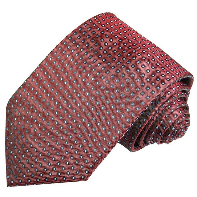 Paul Malone Krawatte "Herren Seidenkrawatte mit Tuch modern gepunktet 100% Seide" (Set, 2-St., Krawatte mit Einstecktuch) Breit (8cm), rot 2040