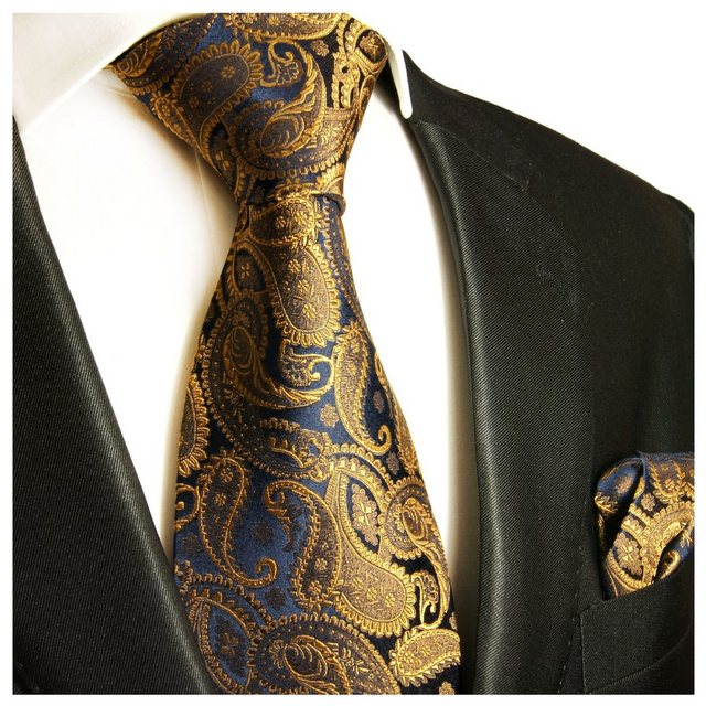 Paul Malone Krawatte "Herren Seidenkrawatte mit Tuch modern paisley brokat 100% Seide" (Set, 2-St., Krawatte mit Einstecktuch) Schmal (6cm), braun 512