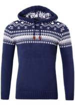 Reslad Strickpullover "Reslad Herren Grobstrick Pullover Norweger Winter" (1-tlg) Strickpullover Männer Norwegermuster mit Kapuze