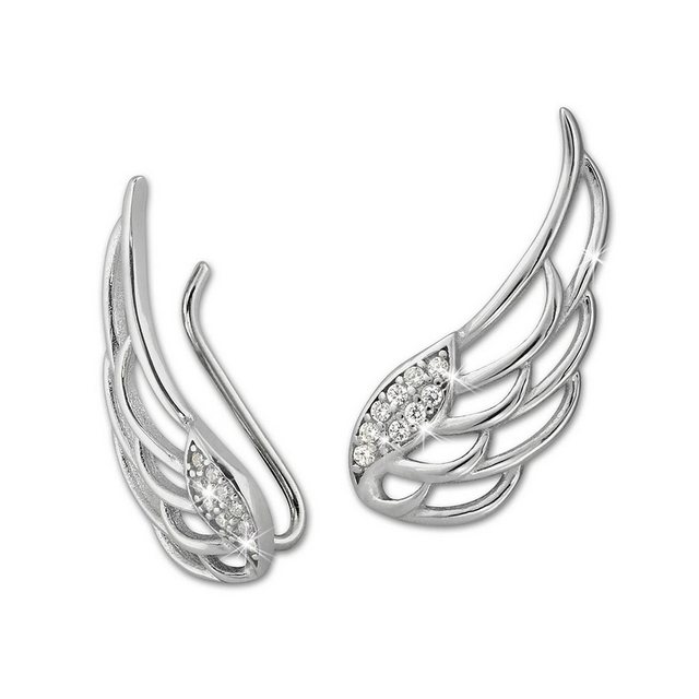 SilberDream Paar Ohrklemmen "GSO410W SilberDream weiß Ear Cuff Flügel Ohrringe" (Ohrklemme), Damen Ohrklemme Ear Cuff Flügel 925 Sterling Silber, weiß