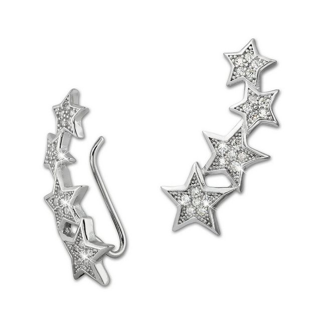 SilberDream Paar Ohrklemmen "GSO411W SilberDream weiß Ear Cuff Sterne Ohrringe" (Ohrklemme), Damen Ohrklemme Ear Cuff Sterne 925 Sterling Silber, weiß