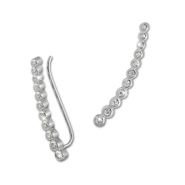 SilberDream Paar Ohrklemmen "GSO413W SilberDream weiß Ear Cuff Ohrringe" (Ohrklemme), Damen Ohrklemme Ear Cuff 11 kleine Zirkonias 925 Sterling Silber, weiß