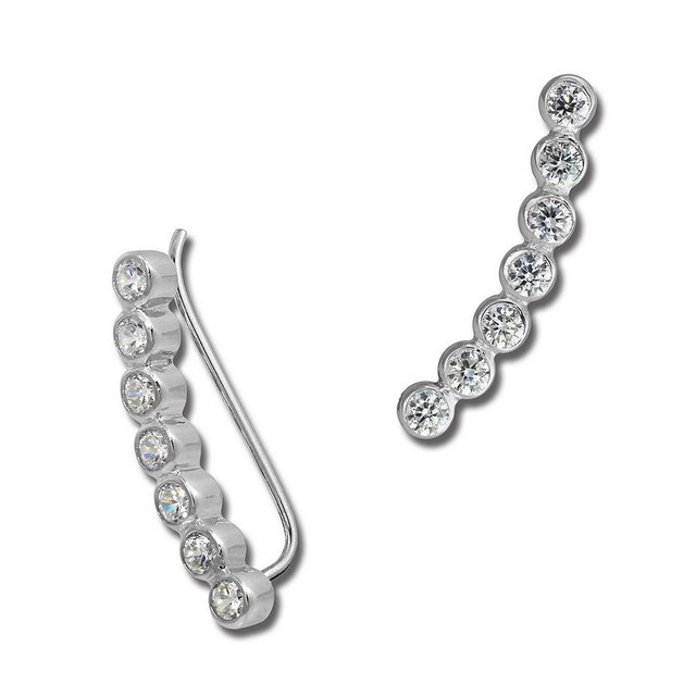 SilberDream Paar Ohrklemmen "GSO414W SilberDream weiß Ear Cuff Ohrringe" (Ohrklemme), Damen Ohrklemme Ear Cuff 7 Zirkonias 925 Sterling Silber, weiß