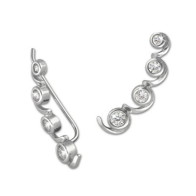 SilberDream Paar Ohrklemmen "GSO417W SilberDream weiß Ear Cuff Welle Ohrringe" (Ohrklemme), Damen Ohrklemme Ear Cuff Welle 925 Sterling Silber, weiß