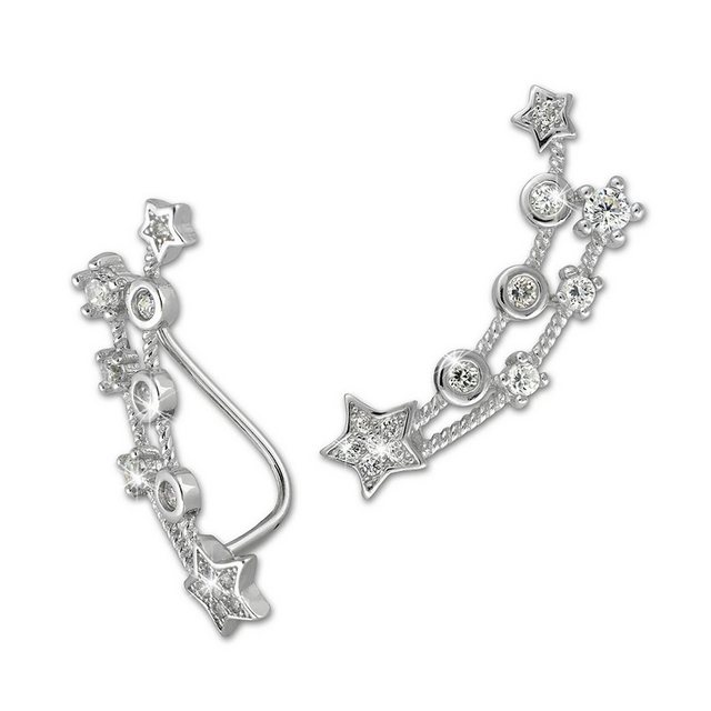 SilberDream Paar Ohrklemmen "GSO418W SilberDream weiß Ear Cuff Sternenschweif" (Ohrklemme), Damen Ohrklemme Ear Cuff Sternenschweif 925 Sterling Silber, weiß