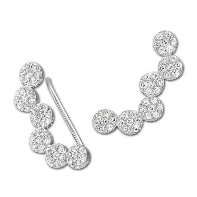 SilberDream Paar Ohrklemmen "GSO423W SilberDream weiß Ear Cuff Kreise Ohrringe" (Ohrklemme), Damen Ohrklemme Ear Cuff Kreise 925 Sterling Silber, weiß