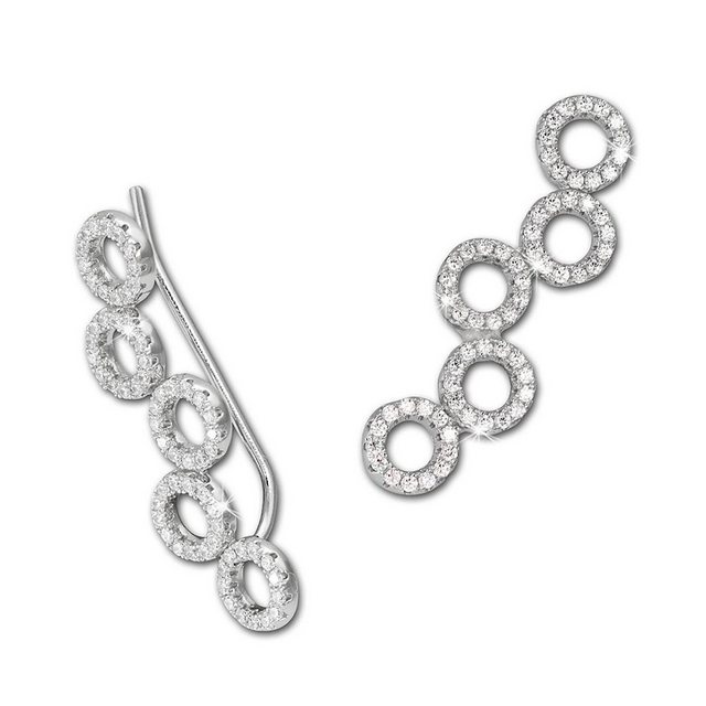 SilberDream Paar Ohrklemmen "GSO424W SilberDream weiß Ear Cuff Circle Ohrringe" (Ohrklemme), Damen Ohrklemme Ear Cuff Circle 925 Sterling Silber, weiß