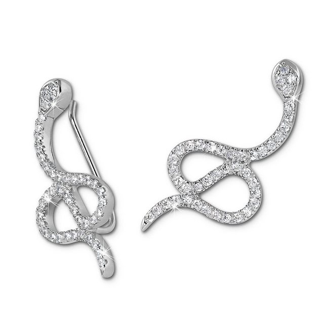 SilberDream Paar Ohrklemmen "GSO452W SilberDream weiß Ear Cuff Schlange" (Ohrklemme), Damen Ohrklemme Ear Cuff Schlange 925 Sterling Silber, silber, weiß