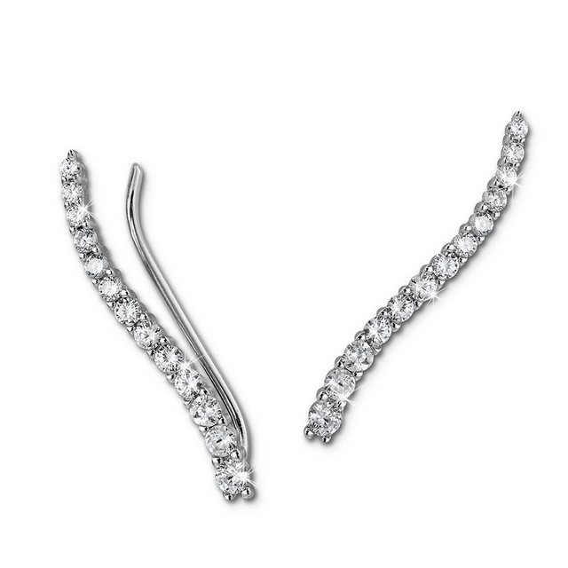 SilberDream Paar Ohrklemmen "GSO455W SilberDream weiß Ear Cuff Ohrringe" (Ohrklemme), Damen Ohrklemme Ear Cuff 13 kleine Zirkonias 925 Sterling Silber, weiß