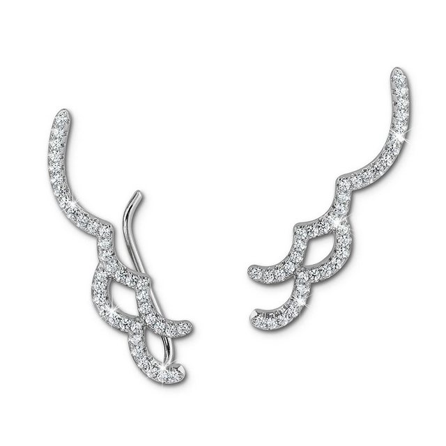 SilberDream Paar Ohrklemmen "GSO462W SilberDream weiß Ear Cuff Welle Ohrringe" (Ohrklemme), Damen Ohrklemme Ear Cuff Welle 925 Sterling Silber, silber, weiß